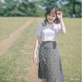 Chân váy hoa nhí đen dáng dài Bazzi chất voan mềm [ ẢNH THẬT TỰ CHỤP]