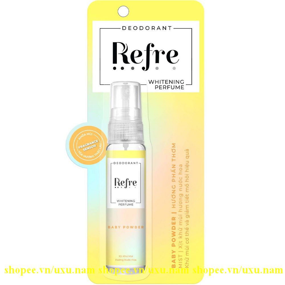 Xịt Khử Mùi Refre 30Ml Dưỡng Sáng Da Với Nhiều Hương Thơm Giúp Bạn Dễ Lựa Chọn Hơn, Của Hàng Chính Hãng.