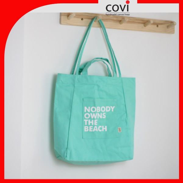 Túi tote vải canvas to phom đứng in chữ NOBODY thời trang COVI nhiều màu sắc T18