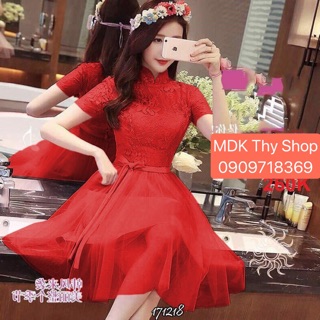 Đầm ren phối lưới xoè