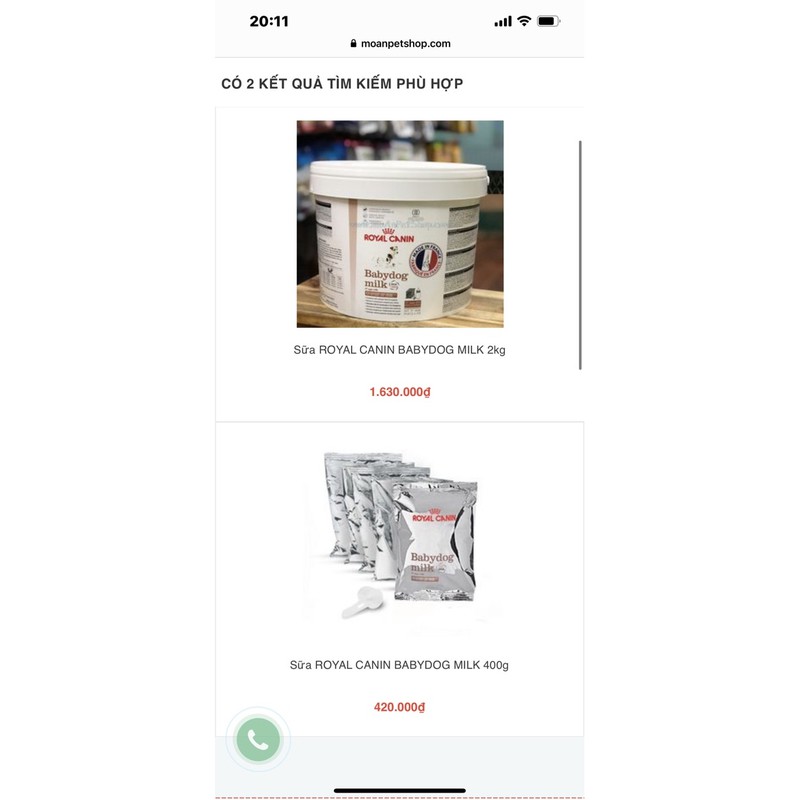 Sữa Royal Canin gói 400g ( thùng nguyên 400g x 5 = thùng 2kg kèm bình)