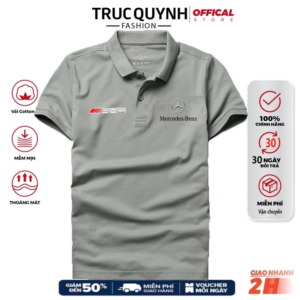 Áo Thun nam Thêu Logo Mec vải thun mát lạnh chất cotton 4 chiều cao cấp sang trọng lịch lãm-PLOMEC210