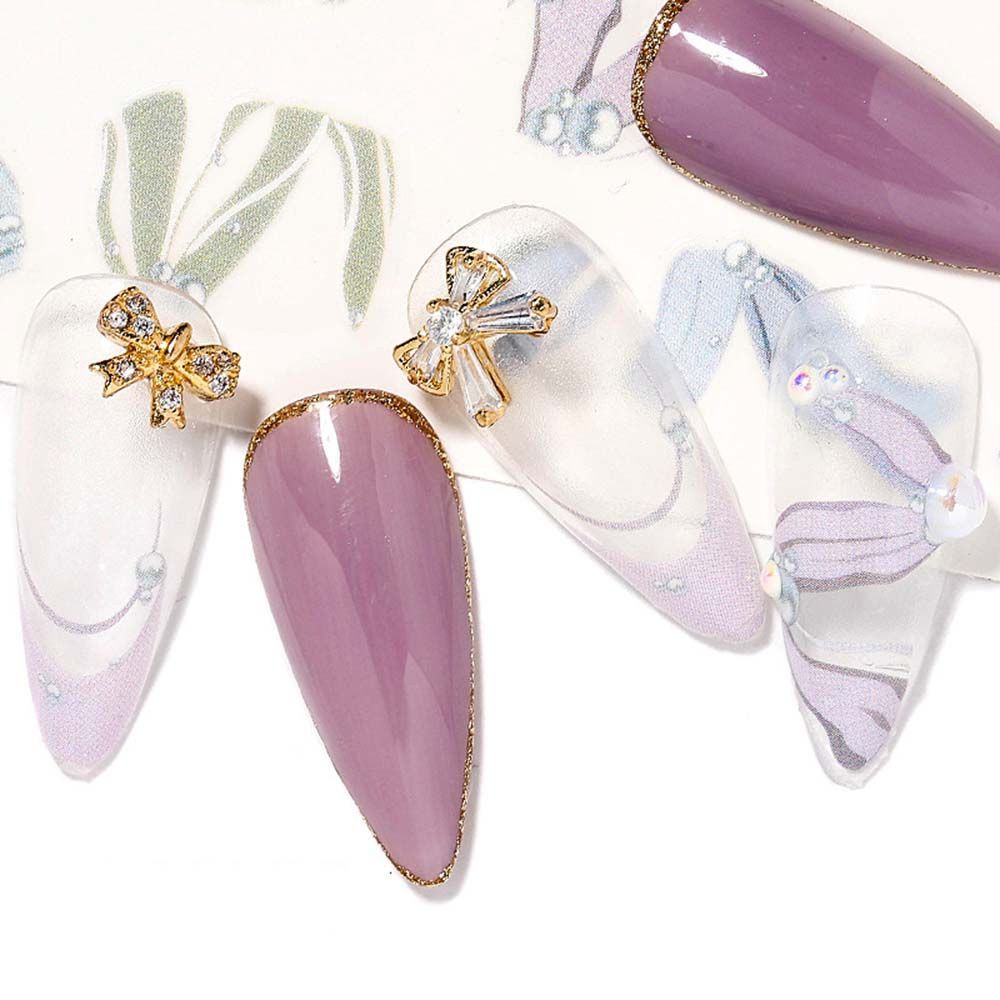 [Hàng mới về] Nhãn dán trang trí móng nghệ thuật họa tiết kiểu ruy băng 3D thanh lịch độc đáo