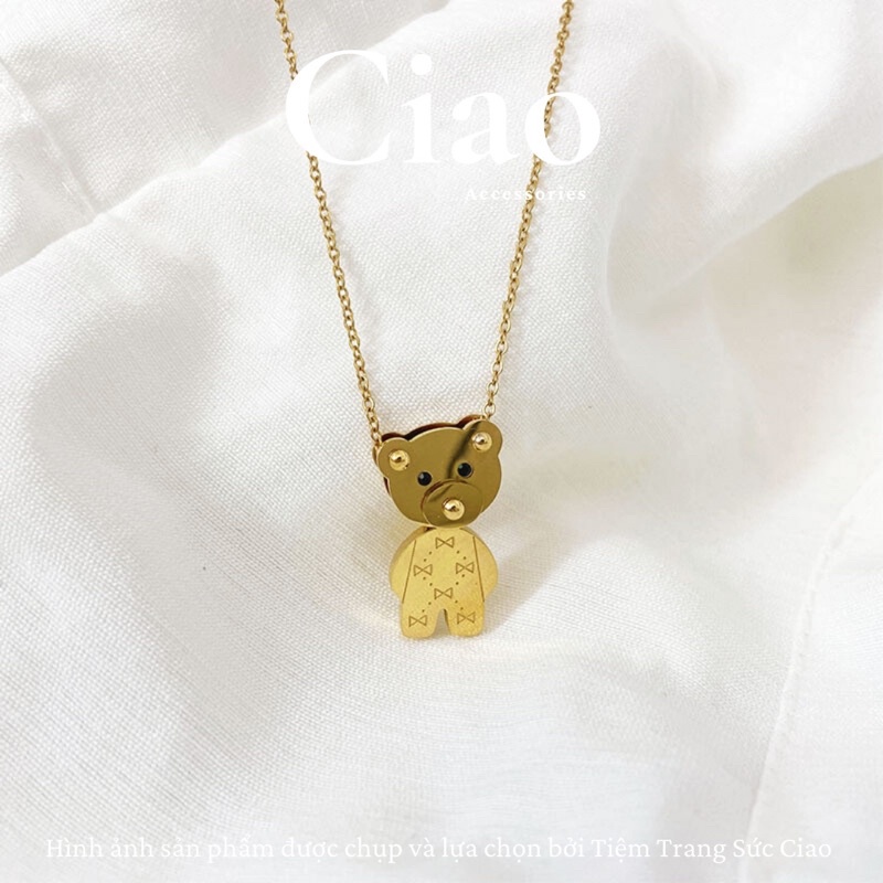 [HOẢ TỐC 1H] Dây chuyền/ Vòng cổ titan không gỉ thiết kế hình chú gấu phong cách trendy Bearick Ciao