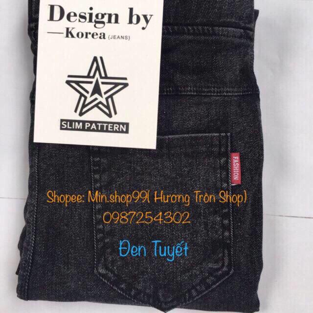 Quần Legging Jean Nữ cạp cao màu nâng mông siêu co dãn/Màu Đen Tuyết