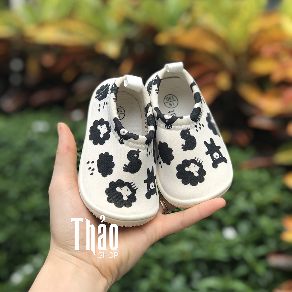 Giày Lười Trắng Họa Tiết Đen - Giày Tập Đi Cho Bé, Giày Dép Trẻ Em, Giày Bé Trai, Giày Bé Gái, Sandals Cho Bé