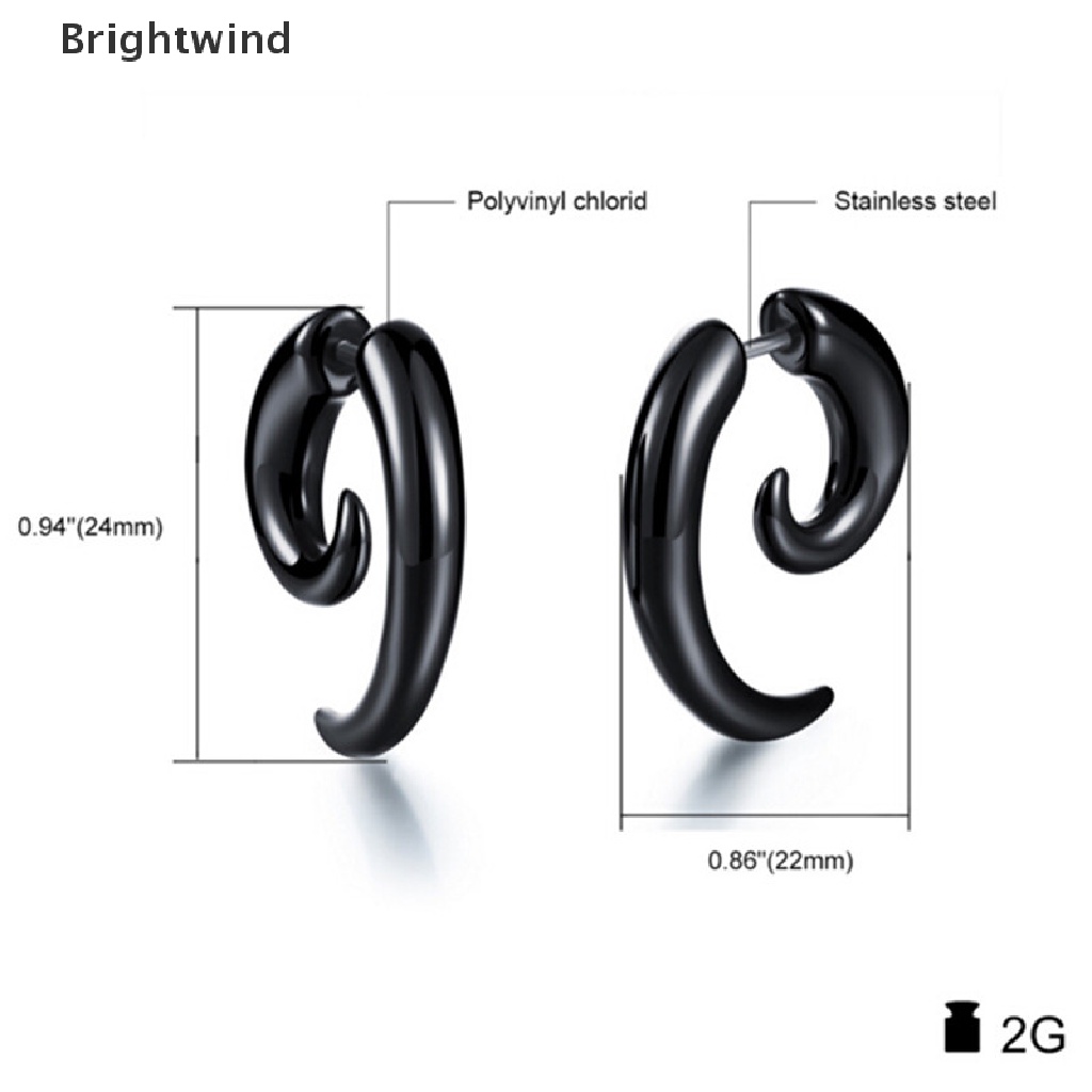 [Brightwind] Fashion Cool Punk Stud Earrings Rock Men Black Earrings Women PVC Anti Allergy Earrings Hot Sell