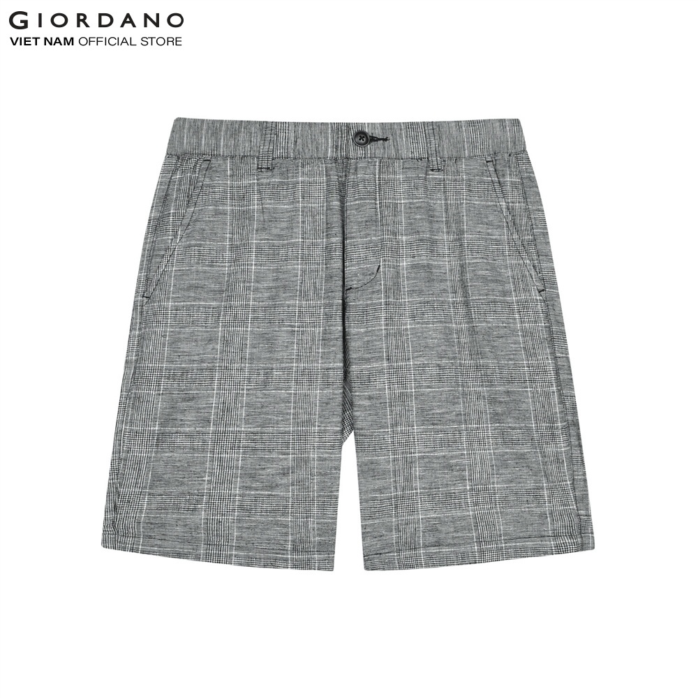 Quần Linen Shorts Nam Lưng Thun Nút Cài Giordano 01101207