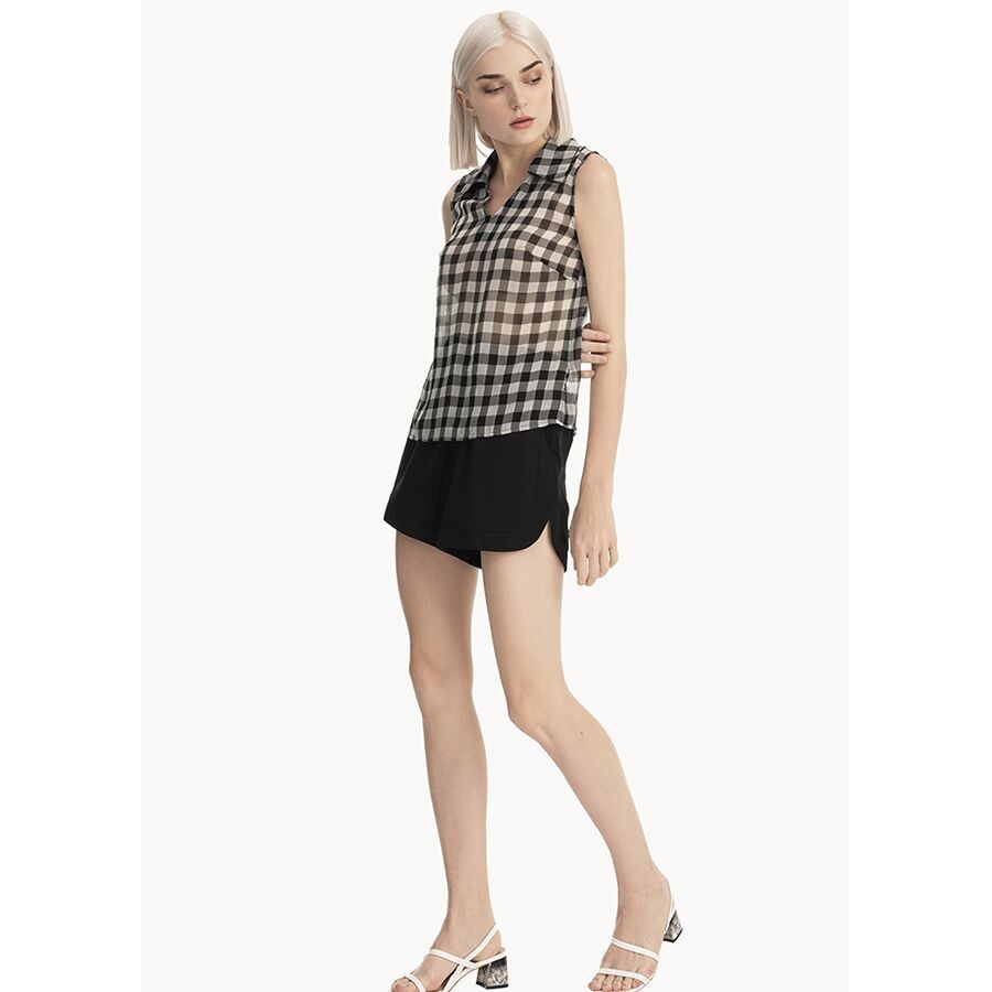 Áo nữ sơmi voan caro xốp mùa hè - MARC FASHION