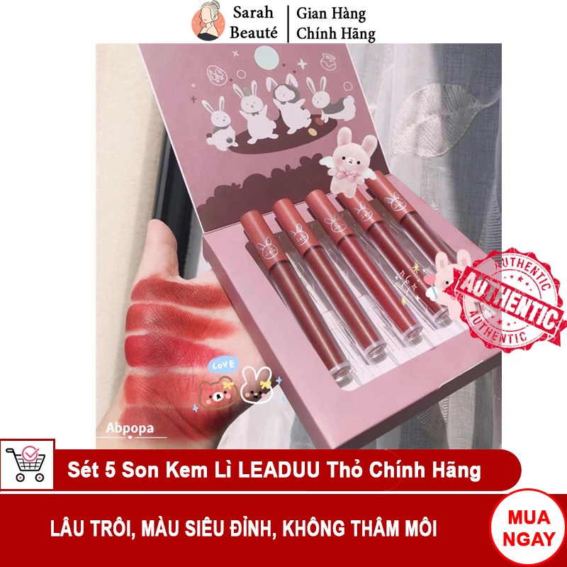 Set 5 Son cho học sinh không thâm môi LEADUU Thỏ CHÍNH HÃNG - Sarah Beaute