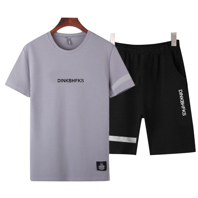 Set áo thun ngắn tay + quần short màu đen/ trắng size lớn thời trang cho nam