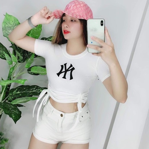 [Mã FAMAYWA giảm 10K đơn 50K] VIDEO_Áo croptop rút dây 2 bên eo in NYork | BigBuy360 - bigbuy360.vn