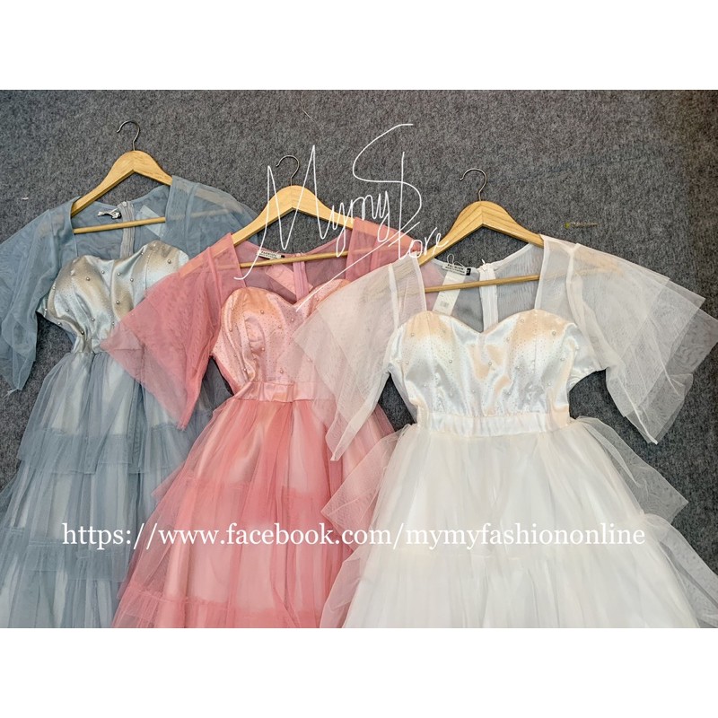 Đầm maxi dự tiệc xếp tầng tay loa TRIPBLE T DRESS -size M/L (kèm ảnh/video thật) MS302V