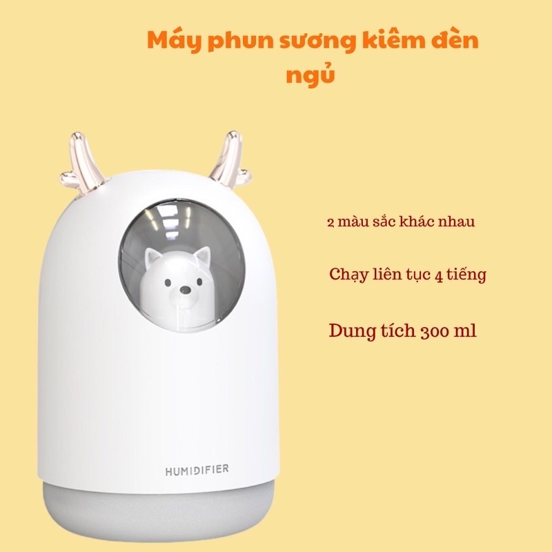 [Ảnh thật] Máy phun sương tinh dầu / tạo ẩm có đèn led đổi màu cho phòng ngủ hình chú mèo cười và gấu trắng đáng yêu