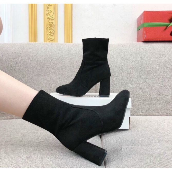 Giày Boot Nữ Boot Lửng DA LỘN Khóa cạnh Da Lộn 7 phân Hàng QC Siêu xinh