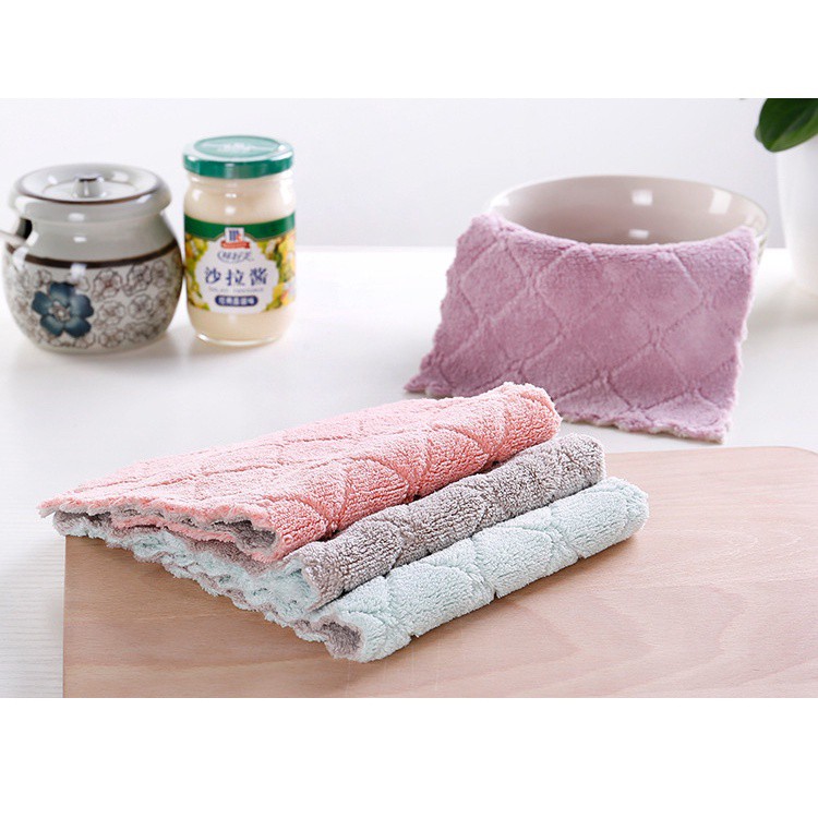 Set 2 Khăn Lau Bếp Đa Năng ,Thấm Nước , Khăn Lau Bát Đĩa Chất Liệu Sợi Microfiber