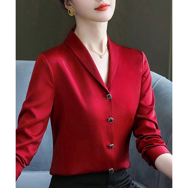 Áo sơ mi thời trang nữ dài tay kiểu dáng Hàn Quốc. Chất lụa ngọc trai | BigBuy360 - bigbuy360.vn