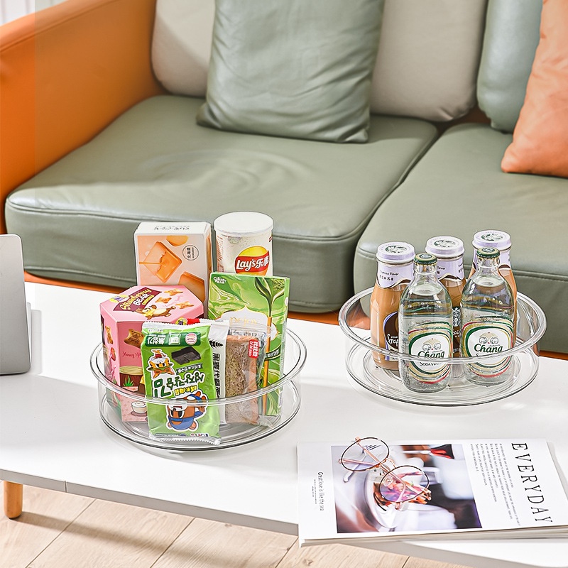 Khay Đựng Trái Cây / Đồ Ăn Vặt Trong Suốt Có Thể Xoay Được Tiện Dụng Cho Nhà Bếp