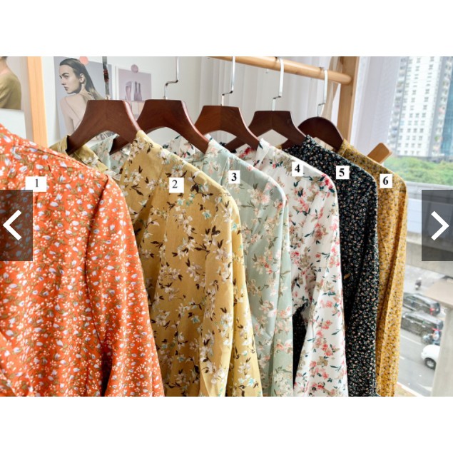 Váy hoa nhí dài tay thắt nơ - Váy vintage - Đầm thu đông - Xưởng May Hạnh Hồng | BigBuy360 - bigbuy360.vn