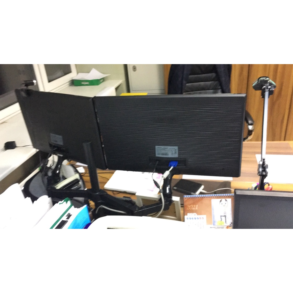 Giá Treo 2 Màn Hình M052 Cao Cấp 17-27 Inch / Tải Trọng 8Kg - Lắp Đặt Kẹp Bàn