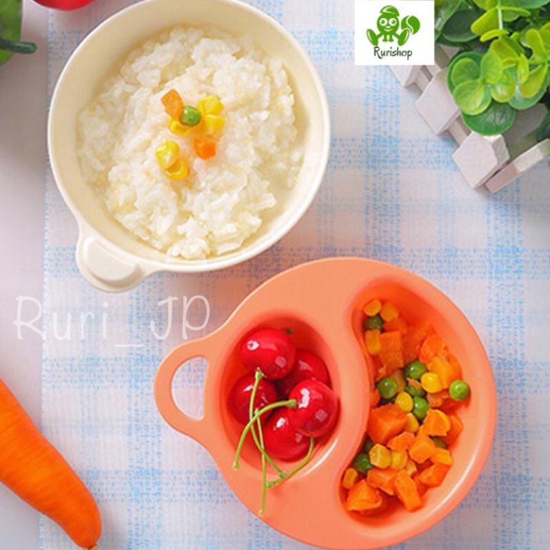 Bát/khay/chén ăn dặm cho bé 2 trong 1_hiệu Inomata Nhật Bản_chia ngăn
