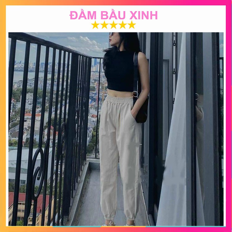 Quần Đũi Nữ Bom Cạp Chun Thoáng Mát Hai Màu Thấm Hút Mồ Hôi Tốt