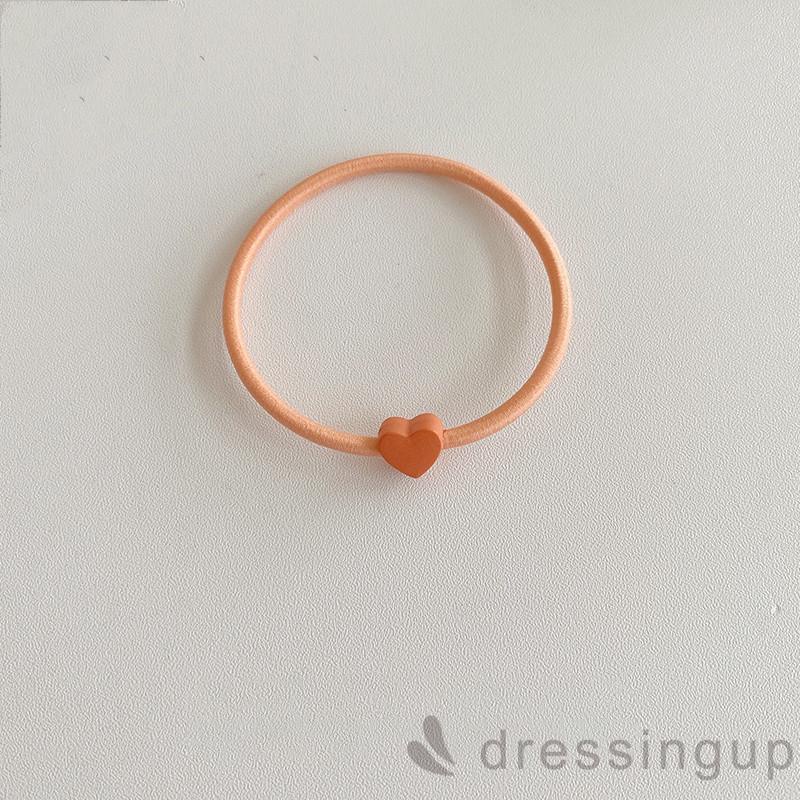 DRESSINGUP-Dây Cột Tóc Co Giãn Họa Tiết Trái Tim Dễ Thương Dành Cho Nữ