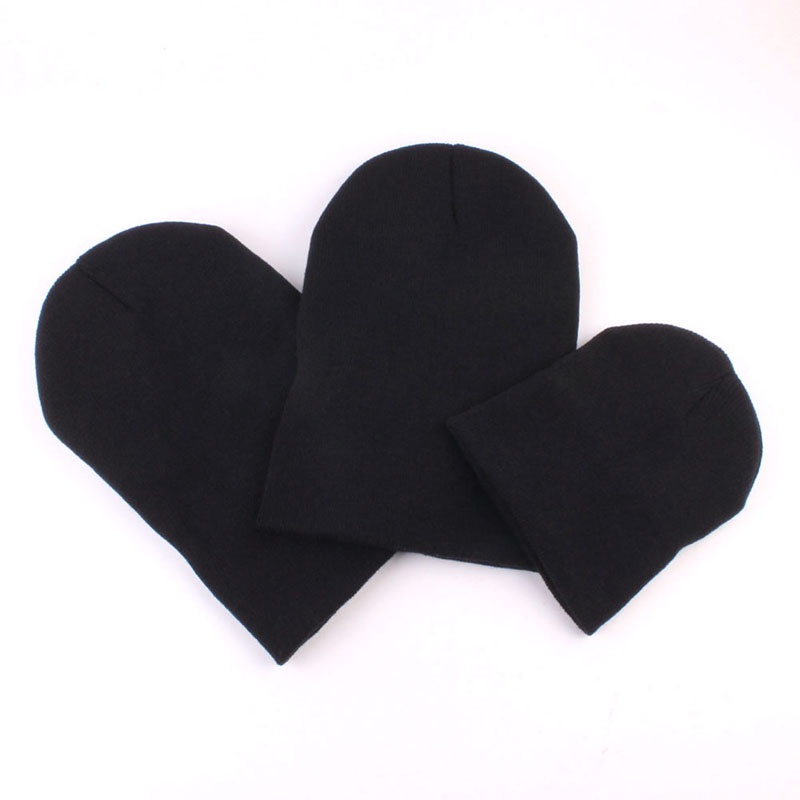 Set 3 Mũ Beanie Dệt Kim Mềm Mại Giữ Ấm Mùa Đông Cho Mẹ Và Bé