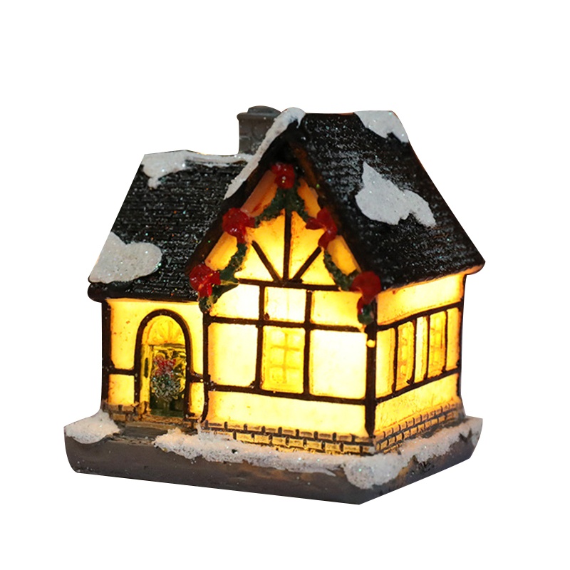 Mô Hình Ngôi Nhà Mini Bằng Nhựa Resin Màu Dạ Quang Phong Cách Châu Âu Trang Trí Giáng Sinh