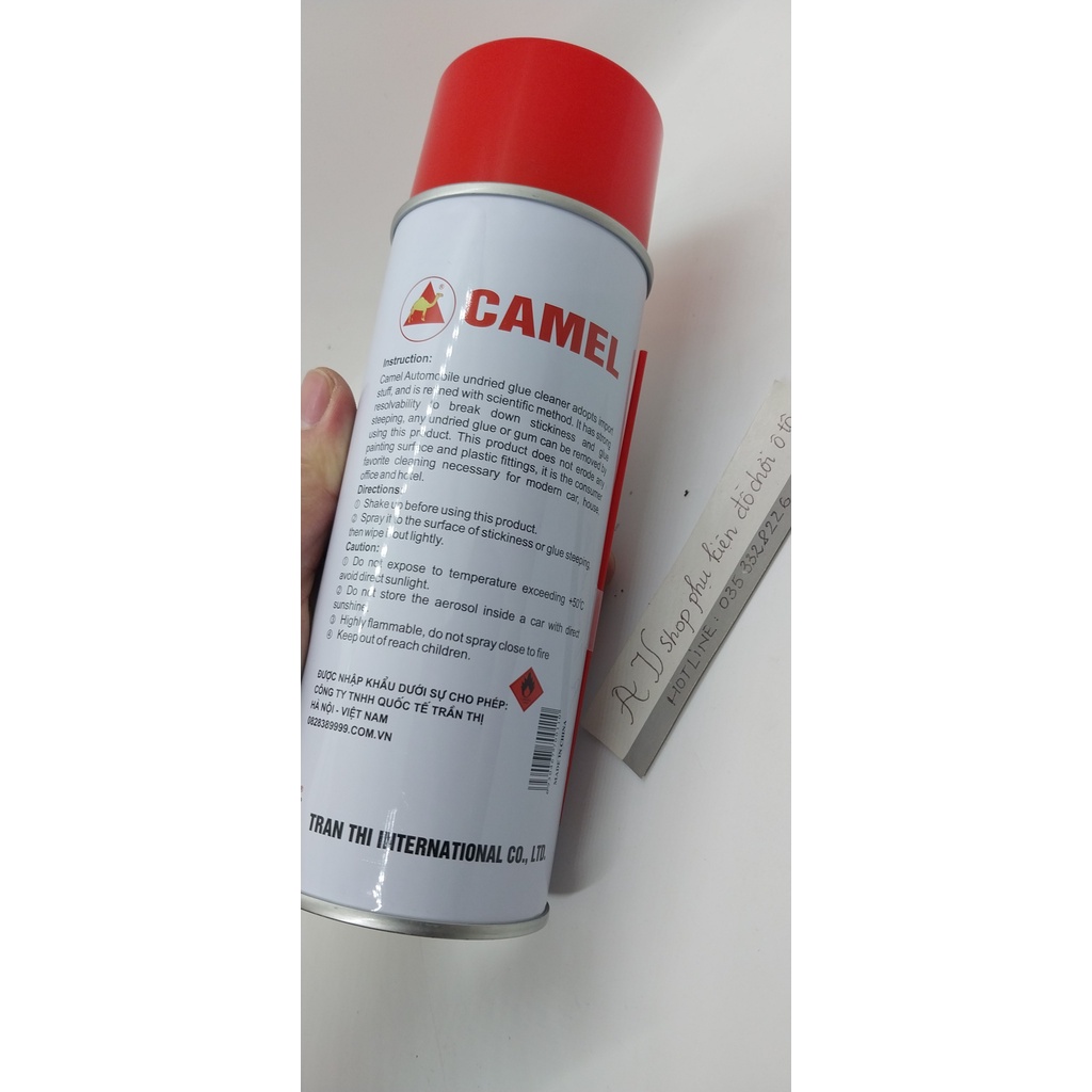 Chai tẩy keo camel, tẩy các vết bẩn do băng dính,keo dán, bụi sơn và nhựa đường- chai tẩy keo ô tô, xe hơi 450ml
