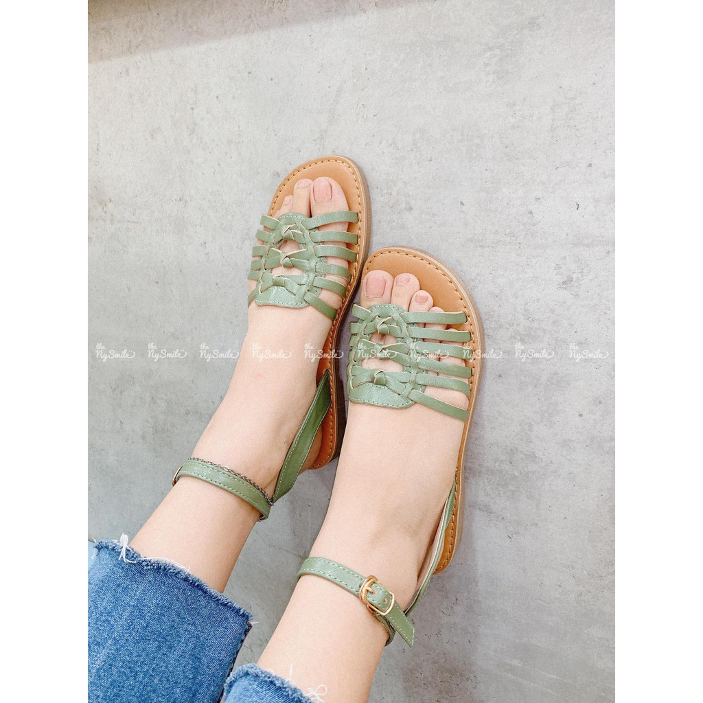 Giày sandal rọ hở mũi chất da bò - THENYSMILE - Vian