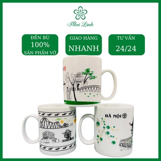 Ly sứ uống nước - Cốc sứ Hà Nội - Cốc bia -  Bát Tràng Cao Cấp -  Dung tích 350ml - Gomsumailinh