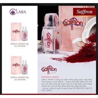 Saffron JAHAN nhập khẩu chính ngạch IRAN do Công ty Cổ phần Saffron Việt Nam phân phối; là sản phẩm cao cấp vì cộng đồng