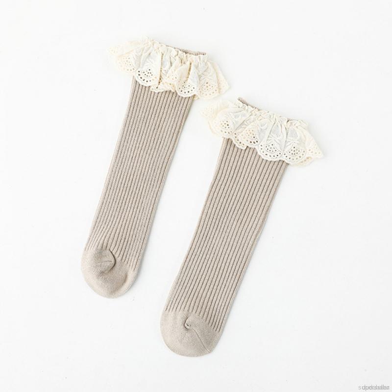 Cặp tất chân cotton mềm mại phối ren thoải mái dành cho bé
