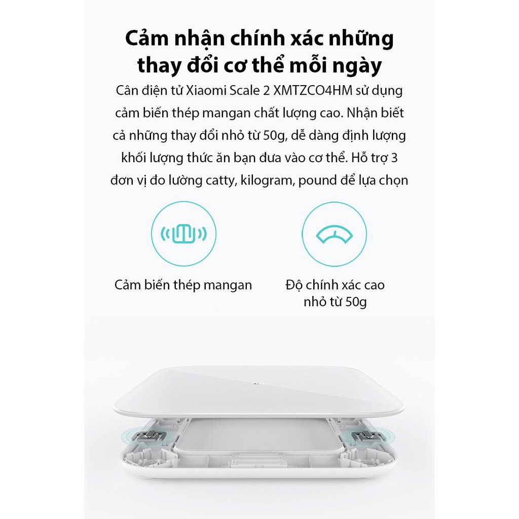 (*)GIAO HỎA TỐC Cân Điện Tử Thông Minh Bluetooth Xiaomi Smart Scale Gen 2 – Bác Sĩ Gia Đình, Trợ Lý Sức K