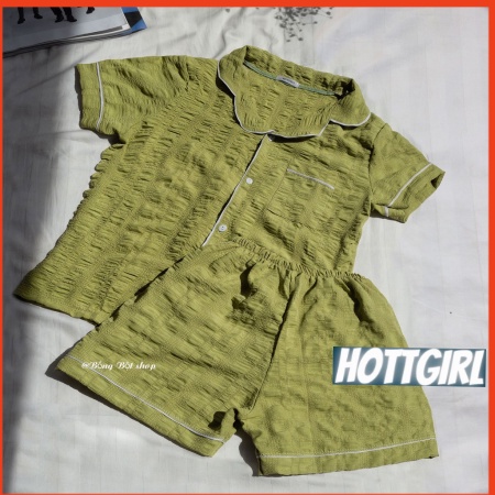Bộ ngủ nữ mặc nhà chất đũi nhăn cao cấp hottgirl shop, đồ ngủ nữ  hottrend 2021 | BigBuy360 - bigbuy360.vn