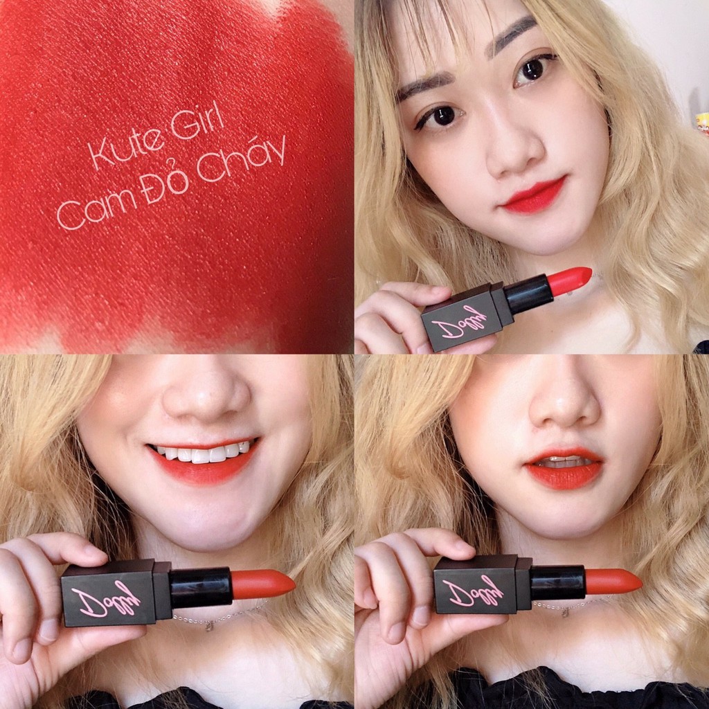 [Cam Đỏ Cháy] Kute Girl Son Sáp Phủ Phấn Dolly Không Chì Màu Cam Đỏ Cháy | BigBuy360 - bigbuy360.vn
