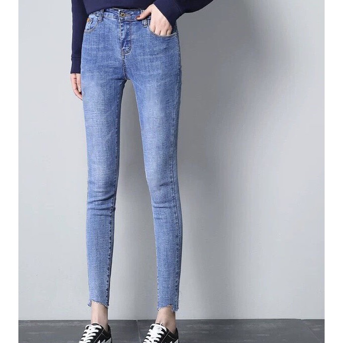 Quần jean nữ co giản cao cấp whast lai xéo size 25-35