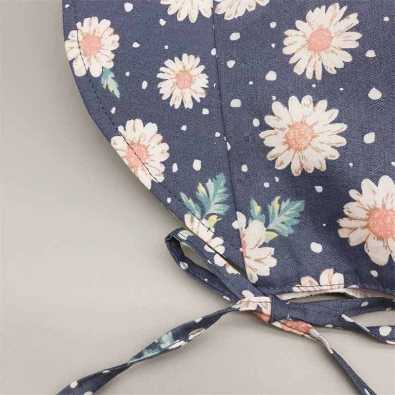 Nón Vành Rộng Vải Cotton In Hoa Xinh Xắn Cho Bé Sơ Sinh