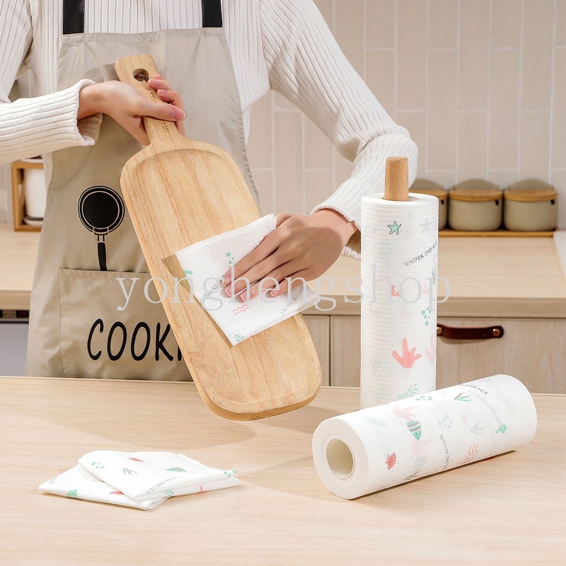 Cuộn 50 Khăn Lau Chén Dĩa Bằng Vải Không Dệt Dùng Một Lần
