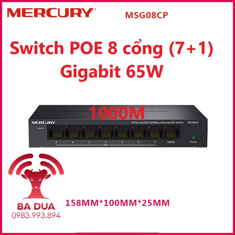 Bộ Chia Mạng Switch Poe Gigabit Mercury 4 , 5 , 6 , 7 , 8 cổng port MSG05CP MSG08CP