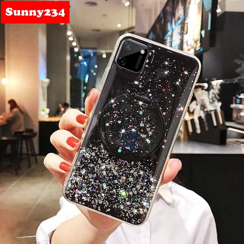 Ốp Điện Thoại Màu Trong Suốt Gắn Gương Làm Giá Đỡ Thời Trang Cho Realme C11 C15