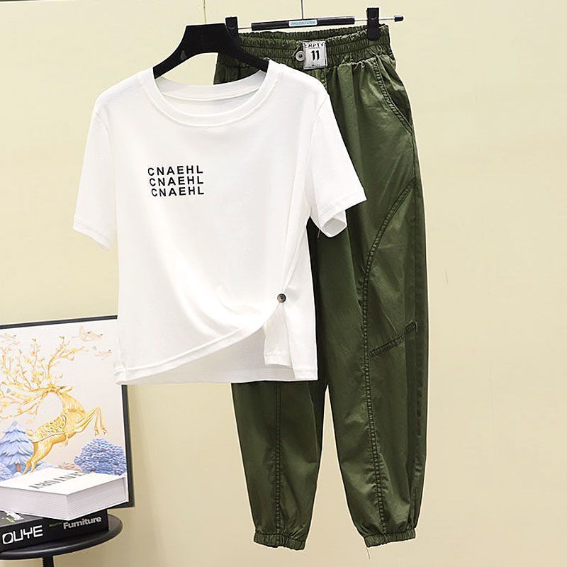 Set áo thun xẻ tà + quần harem phong cách mới 2022 cho nữ (có bán lẻ)