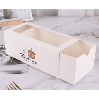 Hộp Giấy đựng bánh gato cuộn/cookie/su kem trắng