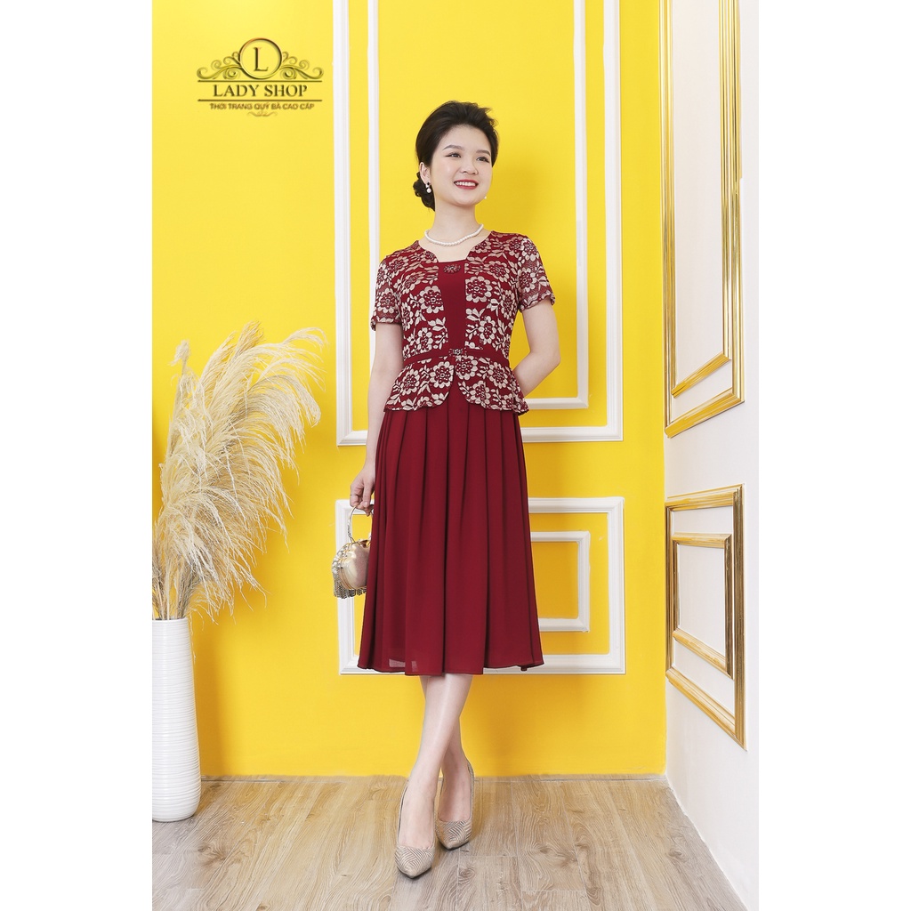 Đầm Ren Hoa Peplum chân voan Ladyshop thời trang trung niên cao cấp TK816 | BigBuy360 - bigbuy360.vn
