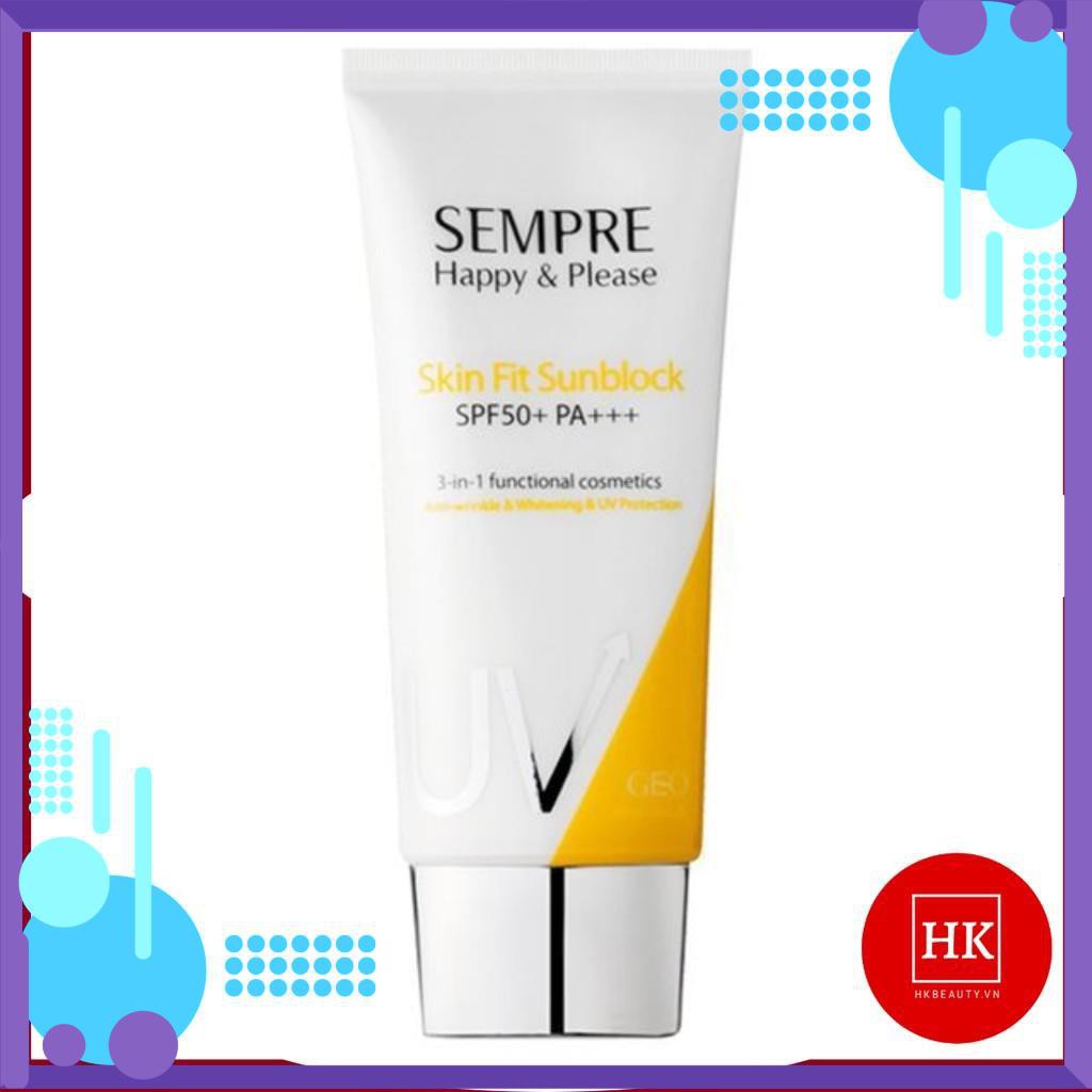 Kem chống nắng dưỡng trắng Geo Sempre Happy & Please skin fit sun block SPF 50pa +++(100ml)