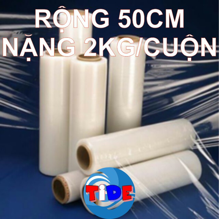 [2kg x 50cm] Màng chít PE  dùng bọc hàng hoá và cuốn pallet – Rộng 50Cm x 2Kg/cuộn