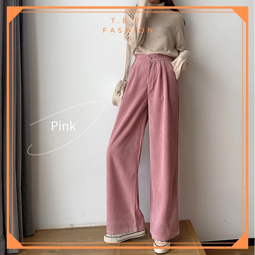 Quần Ống Rộng Nữ Dài Vải Nhung Tăm Cạp Khóa Lưng Cao Thời Trang Hàn Quốc Tep Fashion - QOR001 | WebRaoVat - webraovat.net.vn