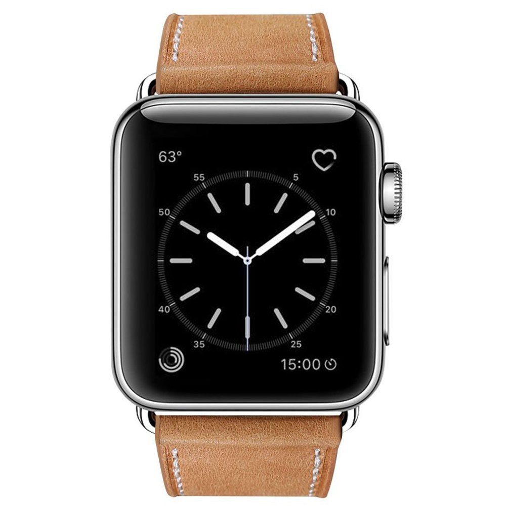 Dây đeo bằng da thích hợp cho đồng hồ thông minh Apple Watch Series 6 5 4 3 2 1 Se 38mm 40mm 42mm 44mm kèm vỏ silicon