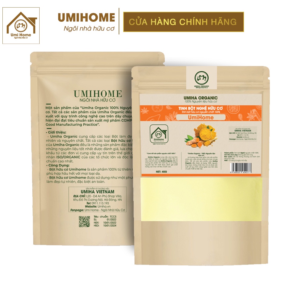 Bột Nghệ đắp mặt nạ hữu cơ UMIHOME nguyên chất | Turmeric Starch 100% Organic 135G